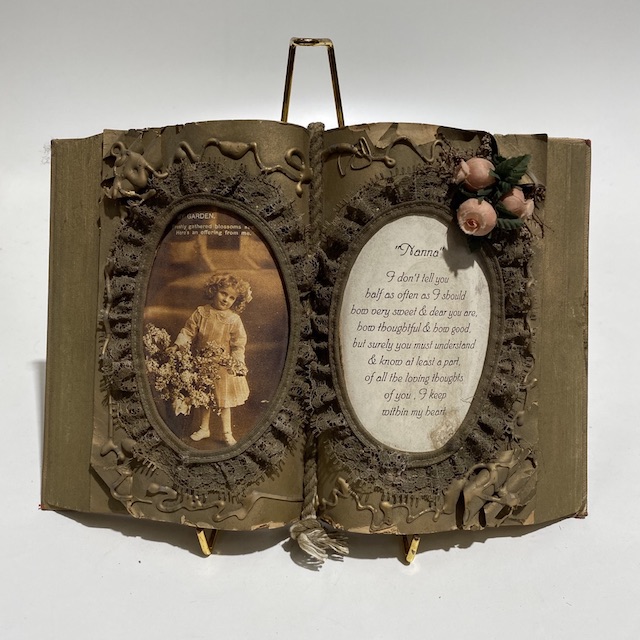 FRAME, Vintage Open Book w Roses